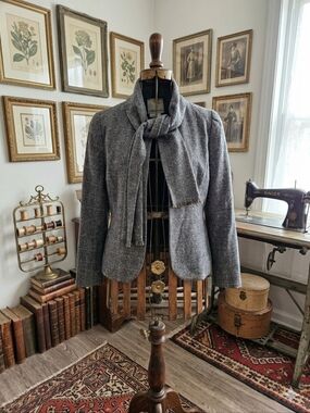 Vintage 1970s/80s College-Town Scarf-Tie Wool Blend Blazer